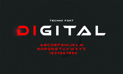 The modern alphabet and number fonts.Digital music. Typography electronic dance music future creative font.Vector illustration.