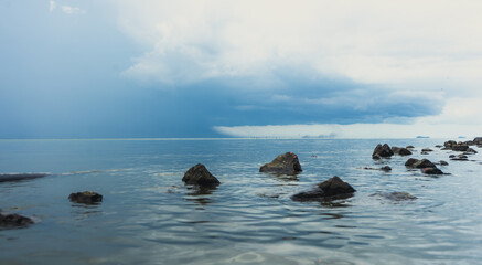 Rock on the seashore beautiful background