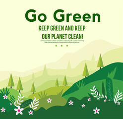 World environment day concept.Green earth of eco friendly city Save the Earth concept.Renewable energy for ecology and environment .conservation concept.Vector illustration.