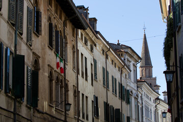 Fototapeta na wymiar Italy, The splendid buildings of Corso Vittorio in Pordenone
