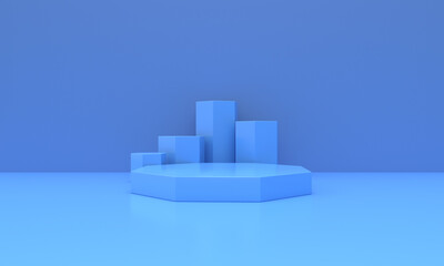 3D rendering of the blue geometric background.