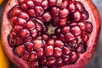 decorative oppened pommegranades at the market