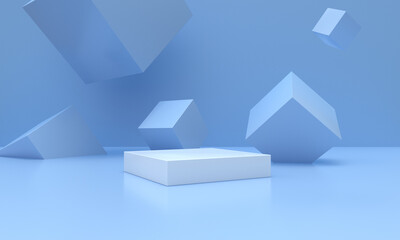 3D rendering of the blue geometric background.