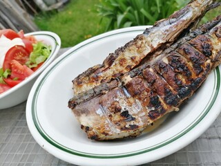 Grilled fish and salad 