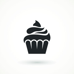 vanilla cream cupcake muffin icon illustration confectionery bakery pastry icon sign logo on isolated background Sweet food symbol