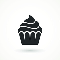 vanilla cream cupcake muffin icon illustration confectionery bakery pastry icon sign logo on isolated background Sweet food symbol