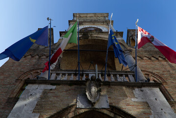 Italy. The beautiful facade of the Town Hall of Pordenone