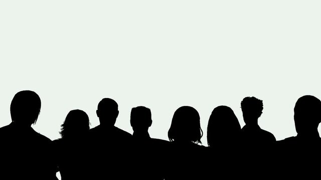 Group of people looking at a white background