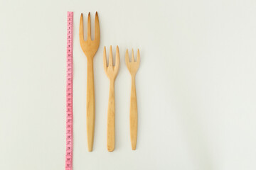 wooden spoon on the blue background.