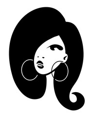 Face shadow of a beautiful woman. black and white Vector illustration