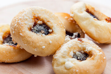 traditional czech cakes on burnt spruce wood