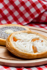 traditional czech cakes on burnt spruce wood