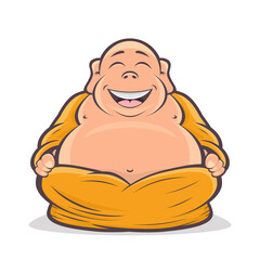 happy buddha cartoon illustration