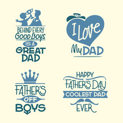 Happy Fathers Day inspirational and quote poster vector set