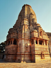 the temple of yellow stone carved in the fortress of Chittorgarh, India
