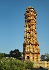 tower carved in the fortress of Chittorgarh, India