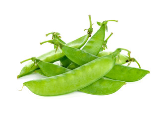 Fresh green peas isolated on white background