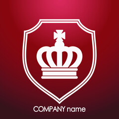 shield with crown on elegant red color background