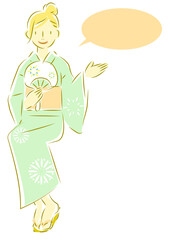 浴衣の女性　案内　吹き出し