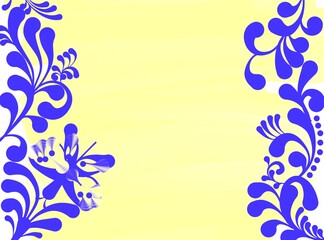 blue floral background,beautiful simple floral design for greeting, wedding,mother's day or other cards design idea,handdrawn,line art,floral elements for design, floral design isolated on yellow back