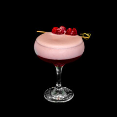 fresh alcohol coctail with fruits on the black background
