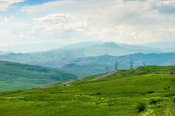 Picturesque fields and mountains of Armenia, panoramic view of the area