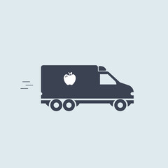 food delivery minivan icon. vector symbol in simple flat style