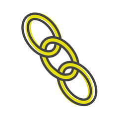 Chain links vector icon cartoon style on white isolated background.