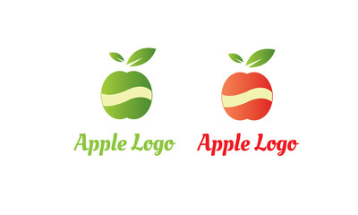 green Apple Logo and Red Apple Logo with modern style can for juice logo - fruit logo -drink symbol , food icon ,Vector EPS 10