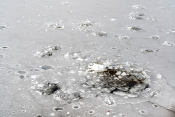 Cracks on the frozen lake