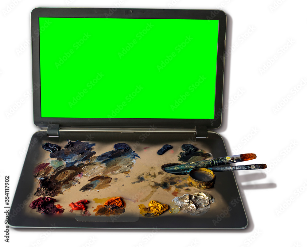 Fototapete a hybrid of an artist's palette with a computer. context: the study of computer graphics. the concep