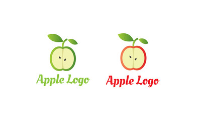 green Apple Logo and Red Apple Logo with modern style can for juice logo - fruit logo -drink symbol , food icon ,Vector EPS 10