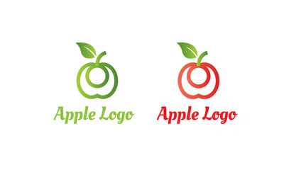 green Apple Logo and Red Apple Logo with modern style can for juice logo - fruit logo -drink symbol , food icon ,Vector EPS 10