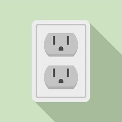 Double power socket icon. Flat illustration of double power socket vector icon for web design