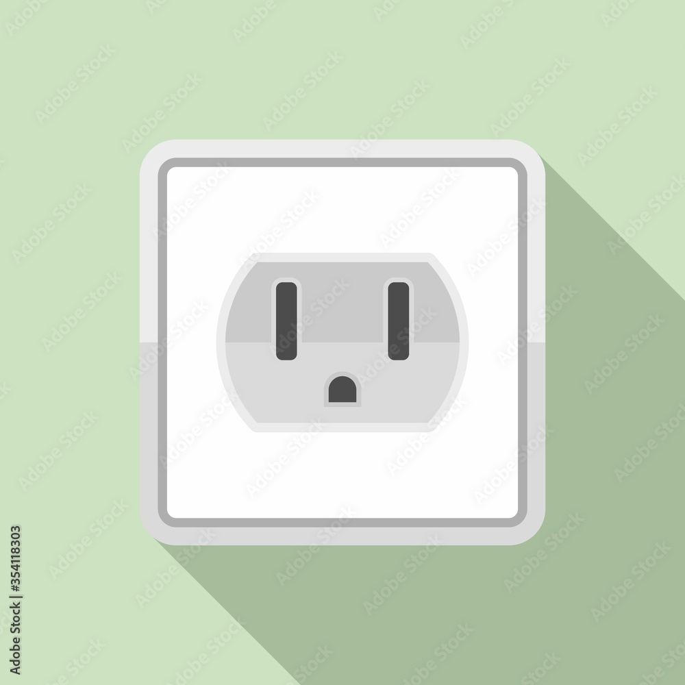Poster device power socket icon. flat illustration of device power socket vector icon for web design