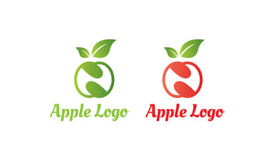 green Apple Logo and Red Apple Logo with modern style can for juice logo - fruit logo -drink symbol , food icon ,Vector EPS 10