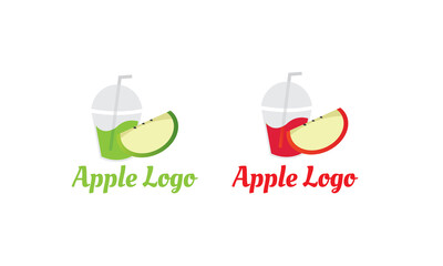 green Apple Logo and Red Apple Logo with modern style can for juice logo - fruit logo -drink symbol , food icon ,Vector EPS 10