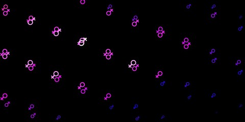 Dark Purple, Pink vector background with woman symbols.