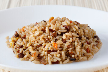 Vegetarian quinoa, rice, lentils and corn salad