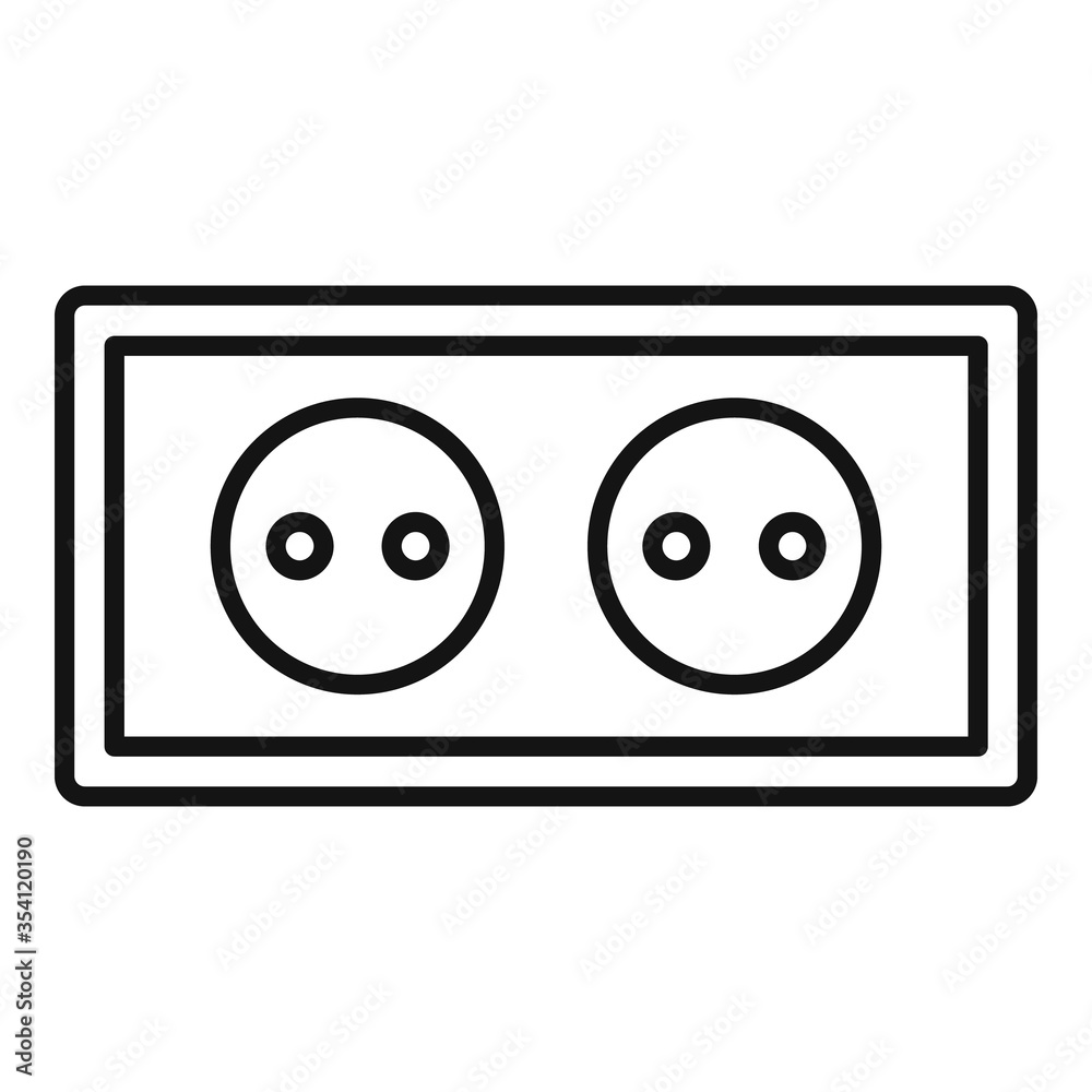 Poster double power socket icon. outline double power socket vector icon for web design isolated on white b