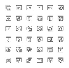 Applications and Programming Vector Icon Set in Outline Style