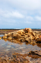 Fototapeta na wymiar Rocky coastal landscape during low tide, Australia