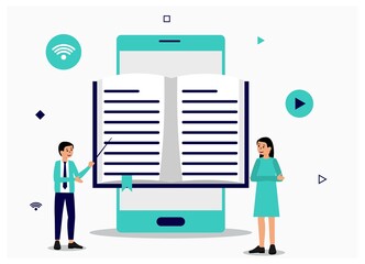 E-learning online flat illustration vector
