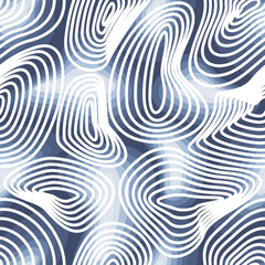 Abstract seamless pattern with white loops on a blue illustration. Vector illustration