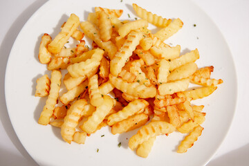 Chips, chrinkle chips cooked, french fries food