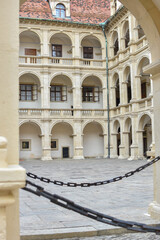 Fototapeta na wymiar The Styrian Armoury (Landeszeughaus) courtyard in the city center of of Graz, Austria, the world's largest historic armoury