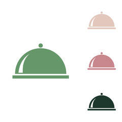 Server sign illustration. Russian green icon with small jungle green, puce and desert sand ones on white background. Illustration.