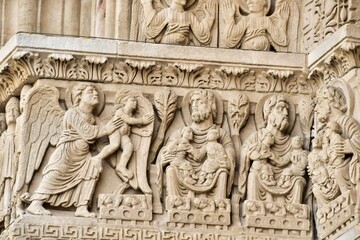 detail of facade of cathedral in seville spain, photo as a background , in arles, provence, france