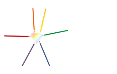 paint in the color of the LGBT on the money dollar, heart, on a white background