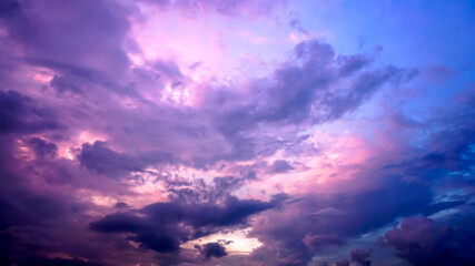 Colorful sunset with clouds in the evening, 